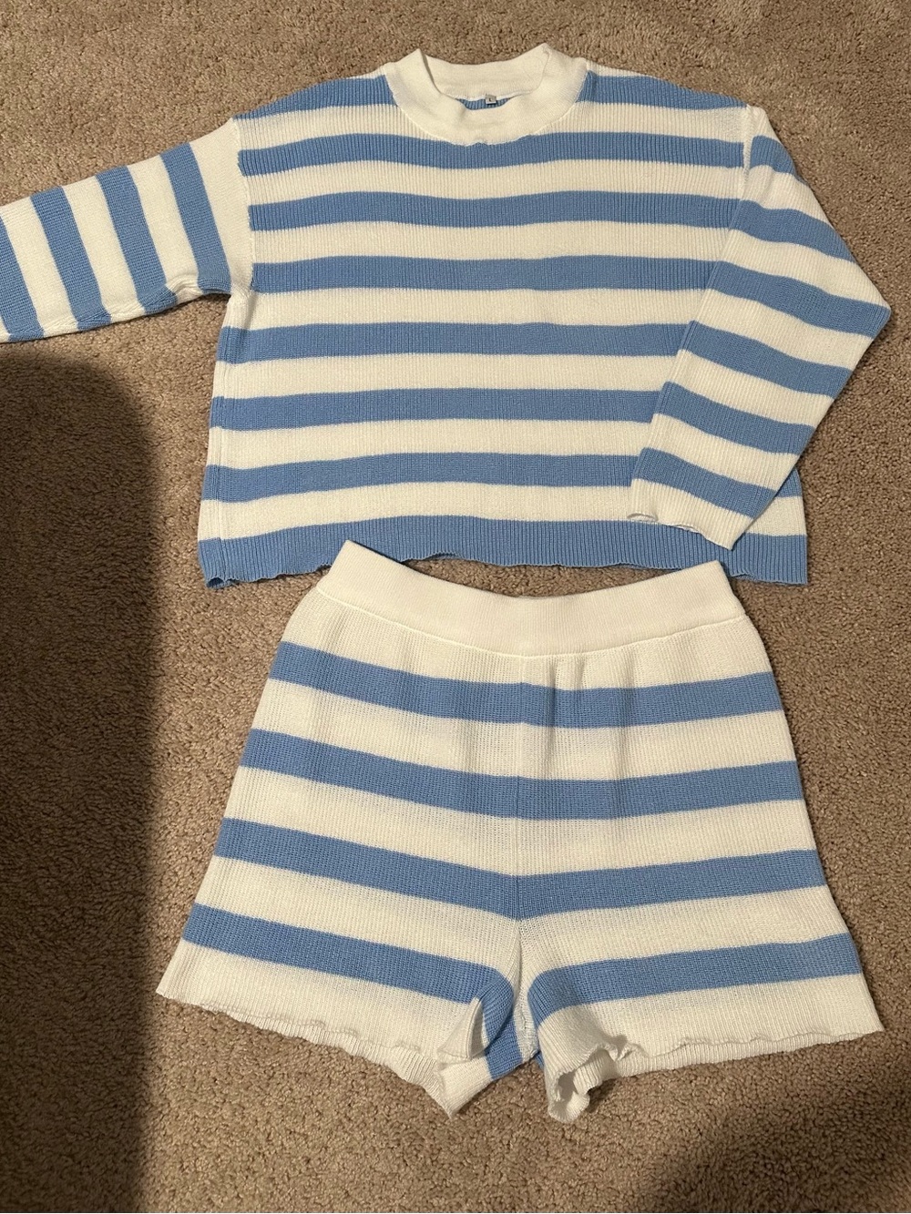 Two-Piece Blue and White striped set